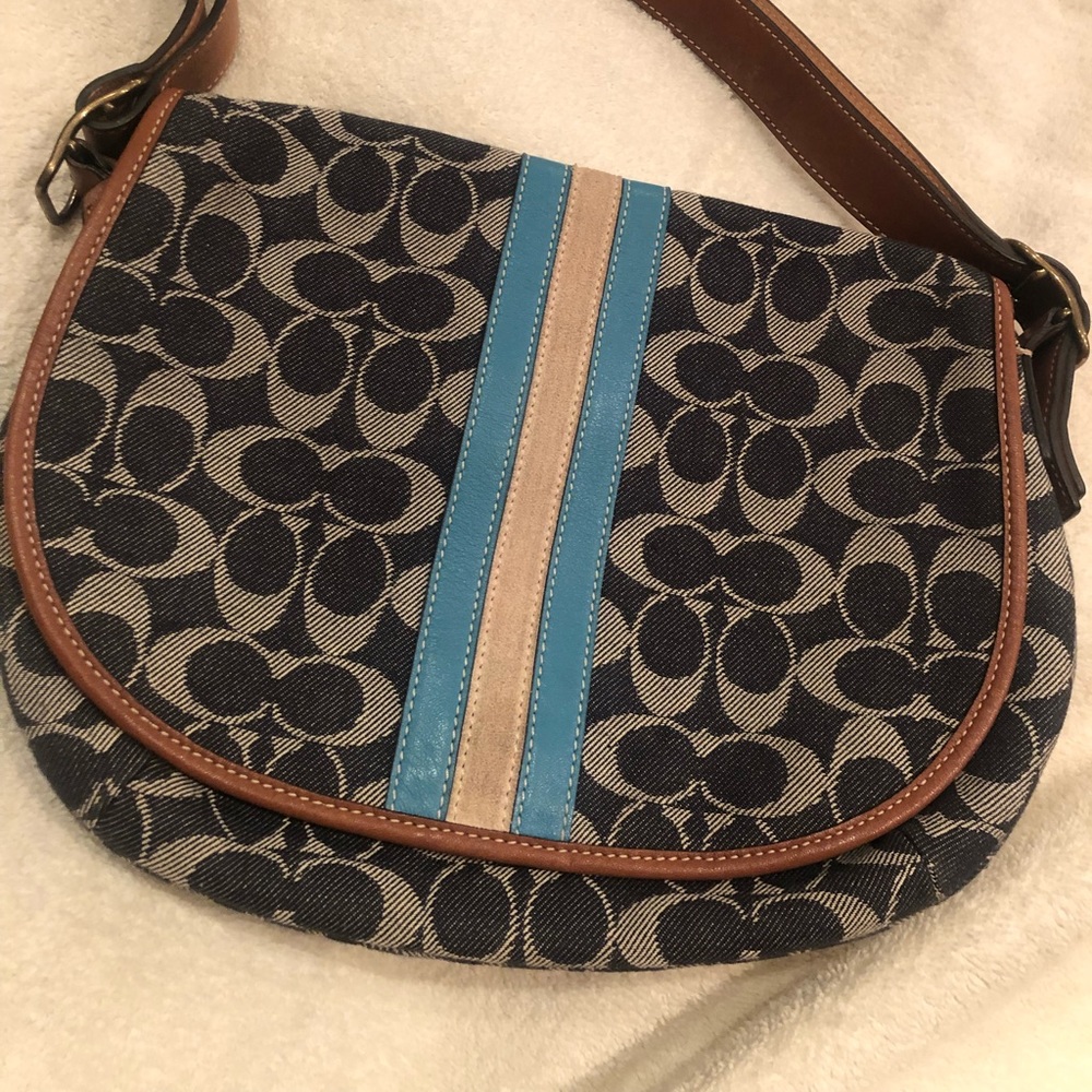 Rare Coach denim crossbody handbag.